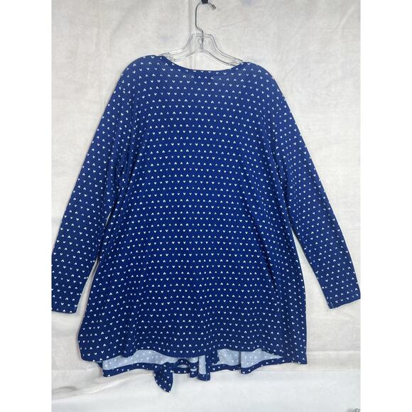 Lularoe Wrap Cardigan Womens Large Blue White Heart Print Long Sleeve Pockets - Picture 8 of 14